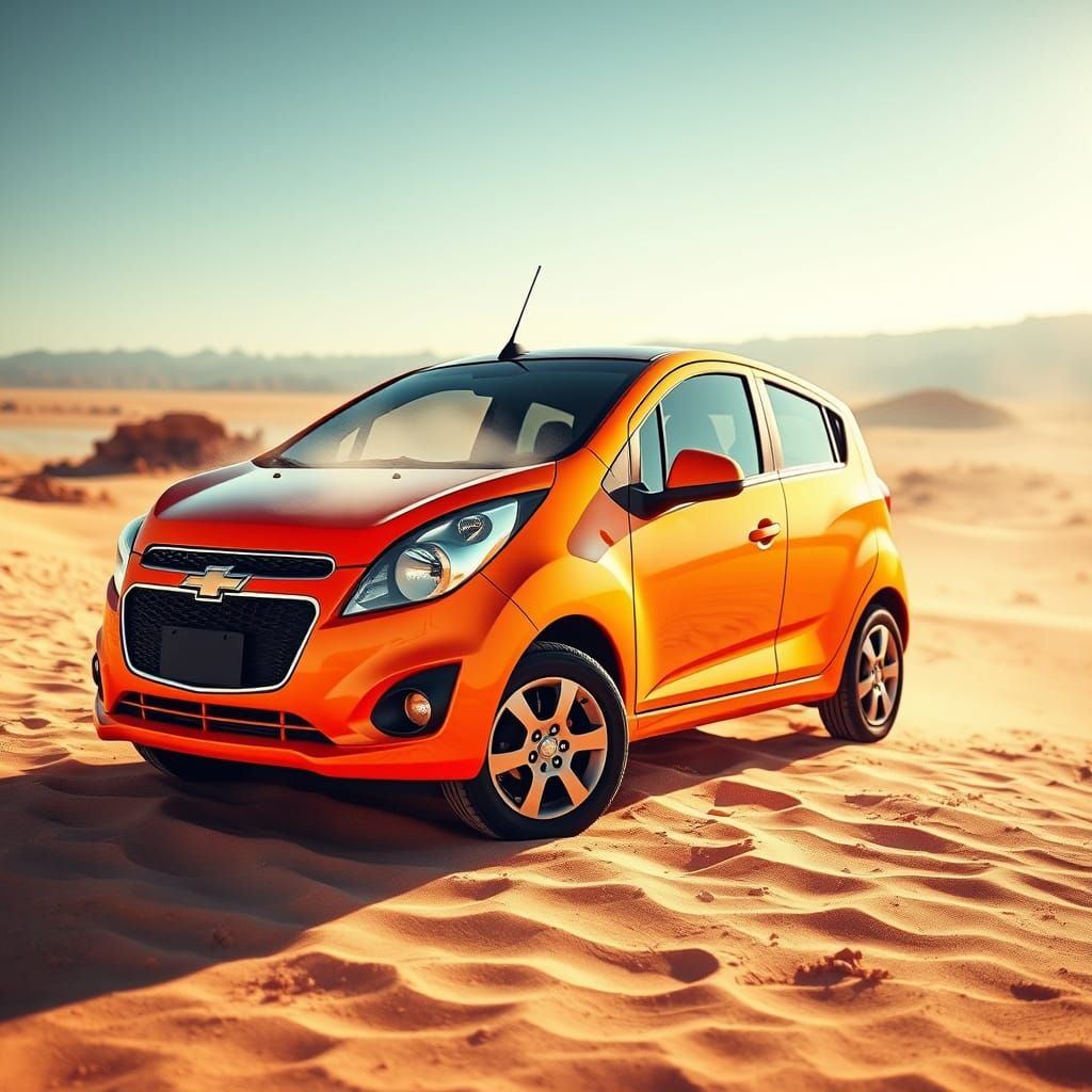 Abandoned Chevrolet Spark in the Golden Desert