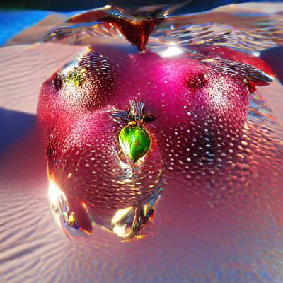 Pomegranate with Crystalline Seeds in 3D Rendering