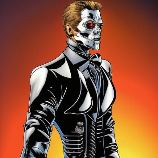 T-800 in Tuxedo: Comic Book Art