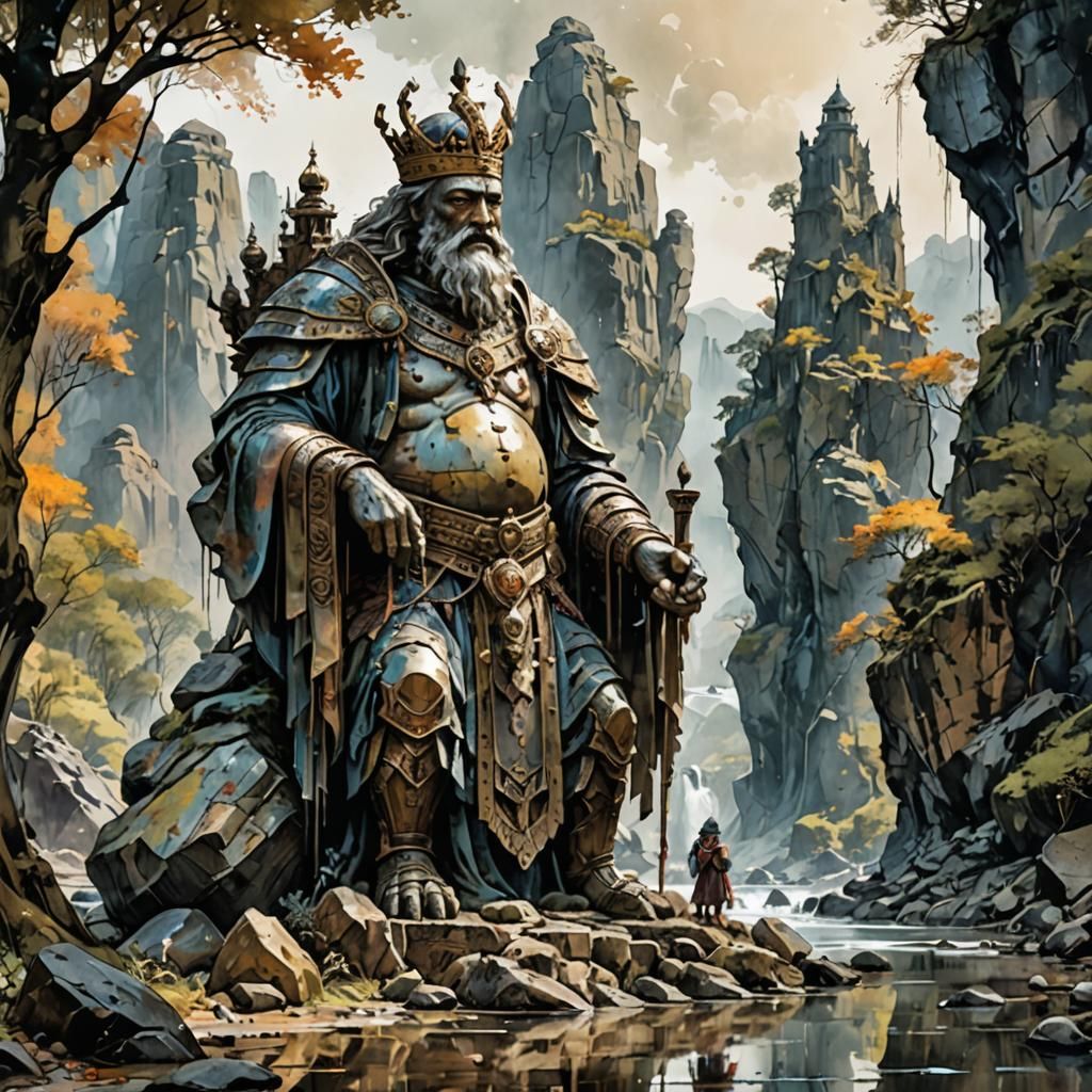 Epic River Guardians in Vibrant Watercolor Style