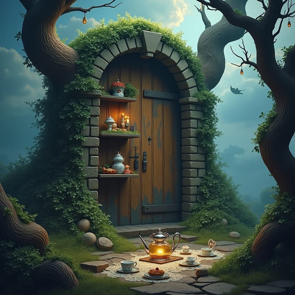 Whimsical Tea Party Floating in the Sky