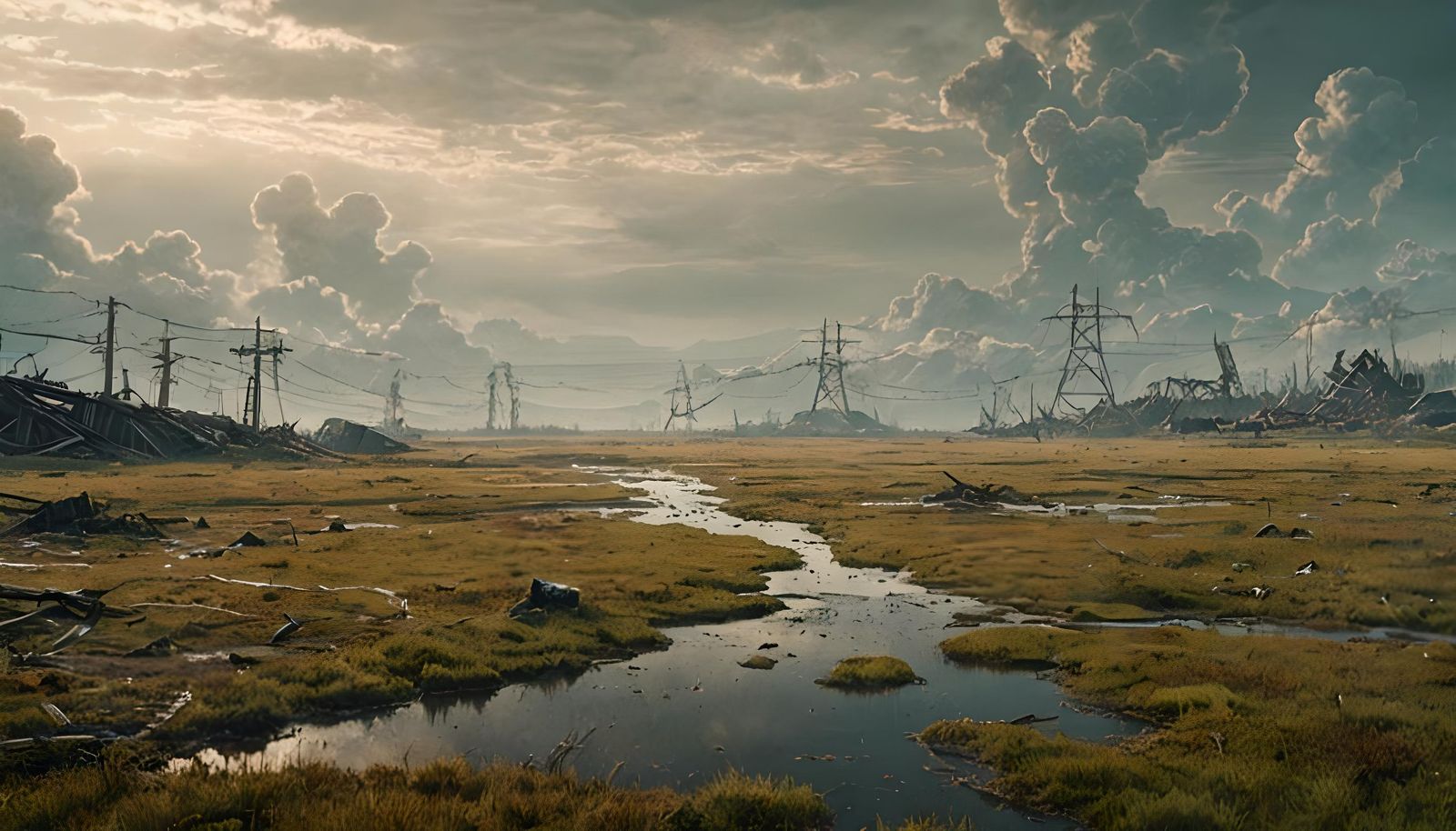 Post-Apocalyptic Marshlands Reclaimed by Nature
