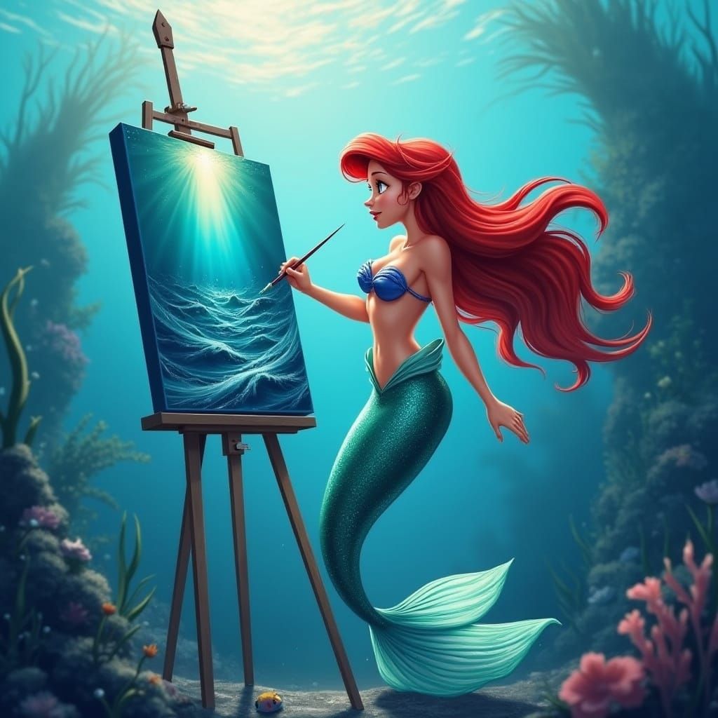 A copied then animated underwater artist ariel.