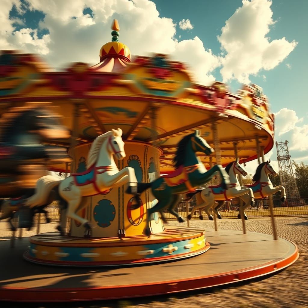 Spinning Roundabout in Hyperrealistic Photorealism