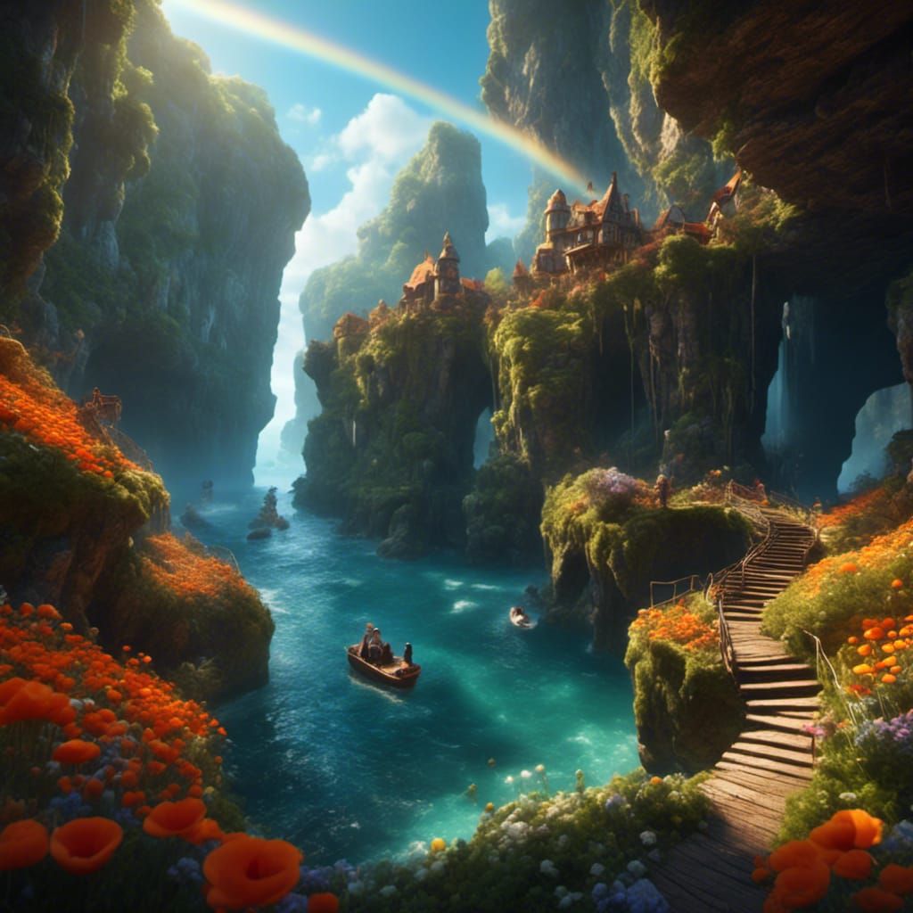 Cute Puffins in Cozy Grotto, Hyperdetailed Art