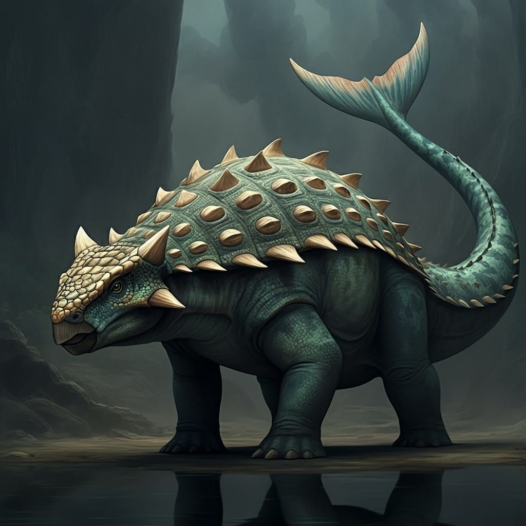 Strange Dinosaur Hybrid: Diplodocus, Ankylosaurus, Ichthyosa...