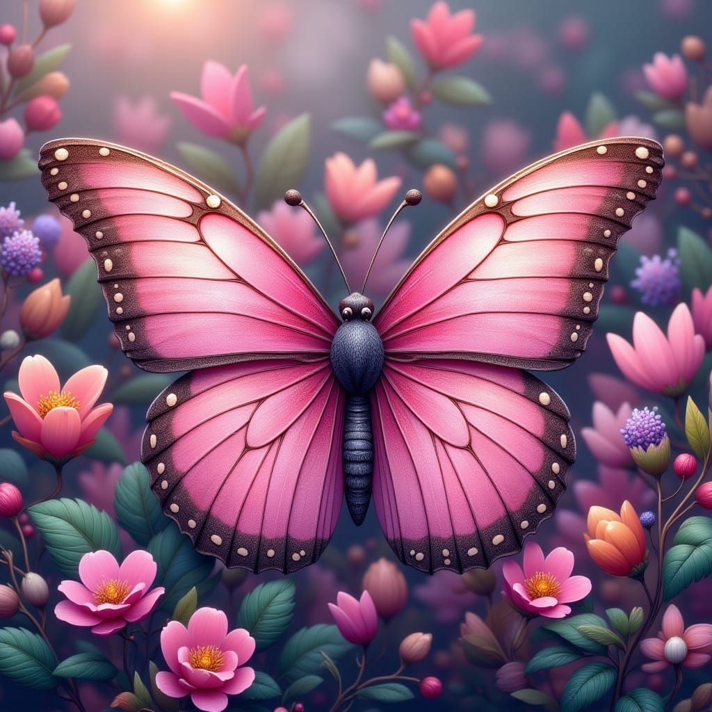 Pink and White Monarch Butterfly