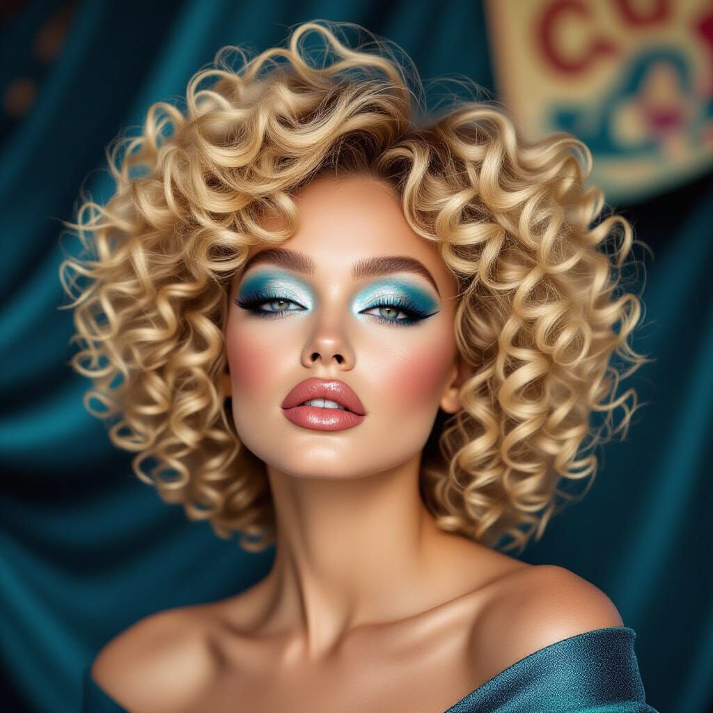 Vogue Beauty Shot: Blonde Afro Model with Avant-Garde Makeup