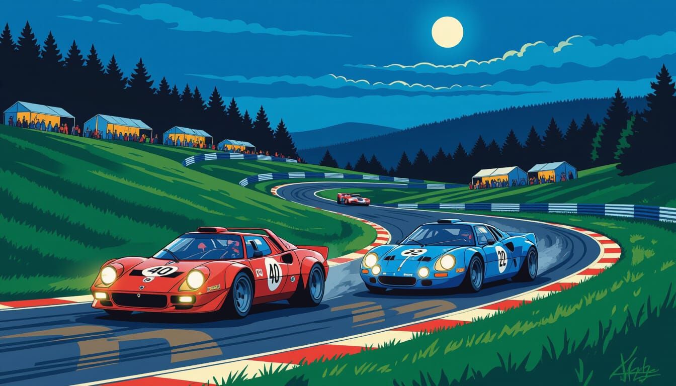 Classic Rally Cars Racing at Spa, Comic Style