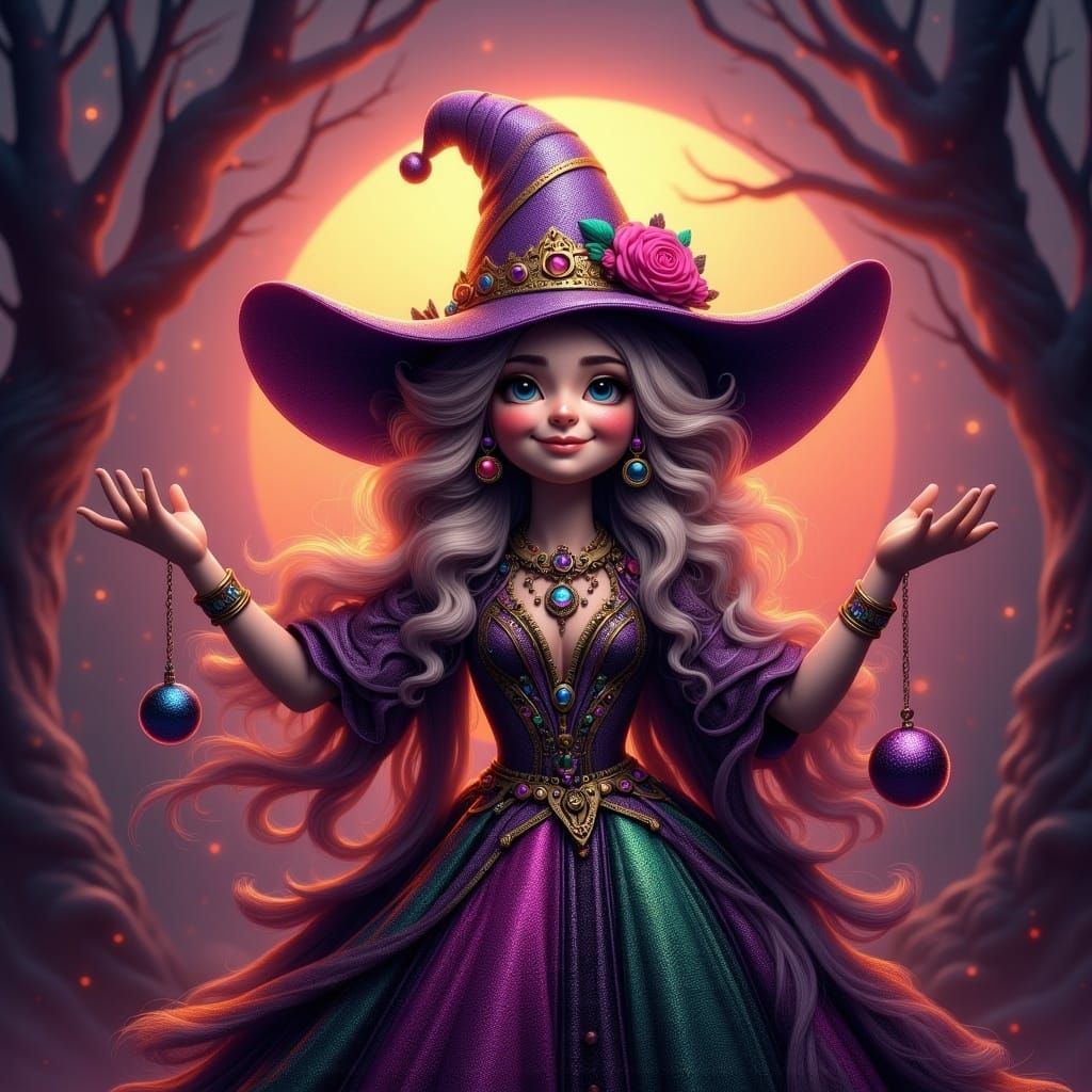 Granny Witch Costume in Pixar Style 3D Art