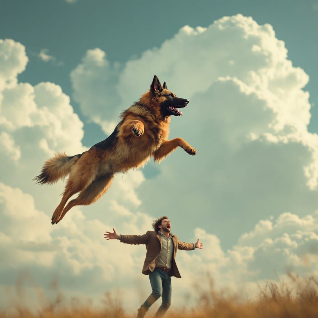German Shepherd in Flight: A Cinematic Masterpiece