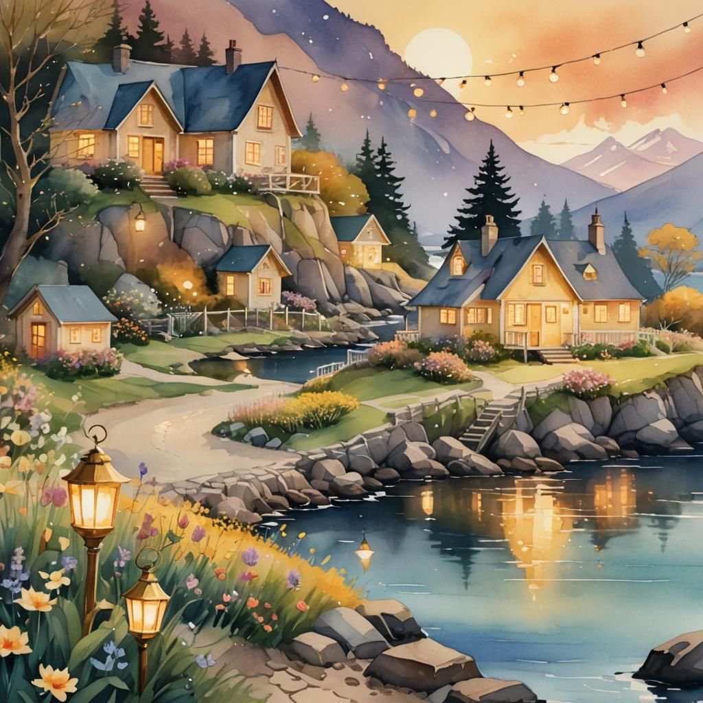 Whimsical Golden Seaside Cottage in Springtime