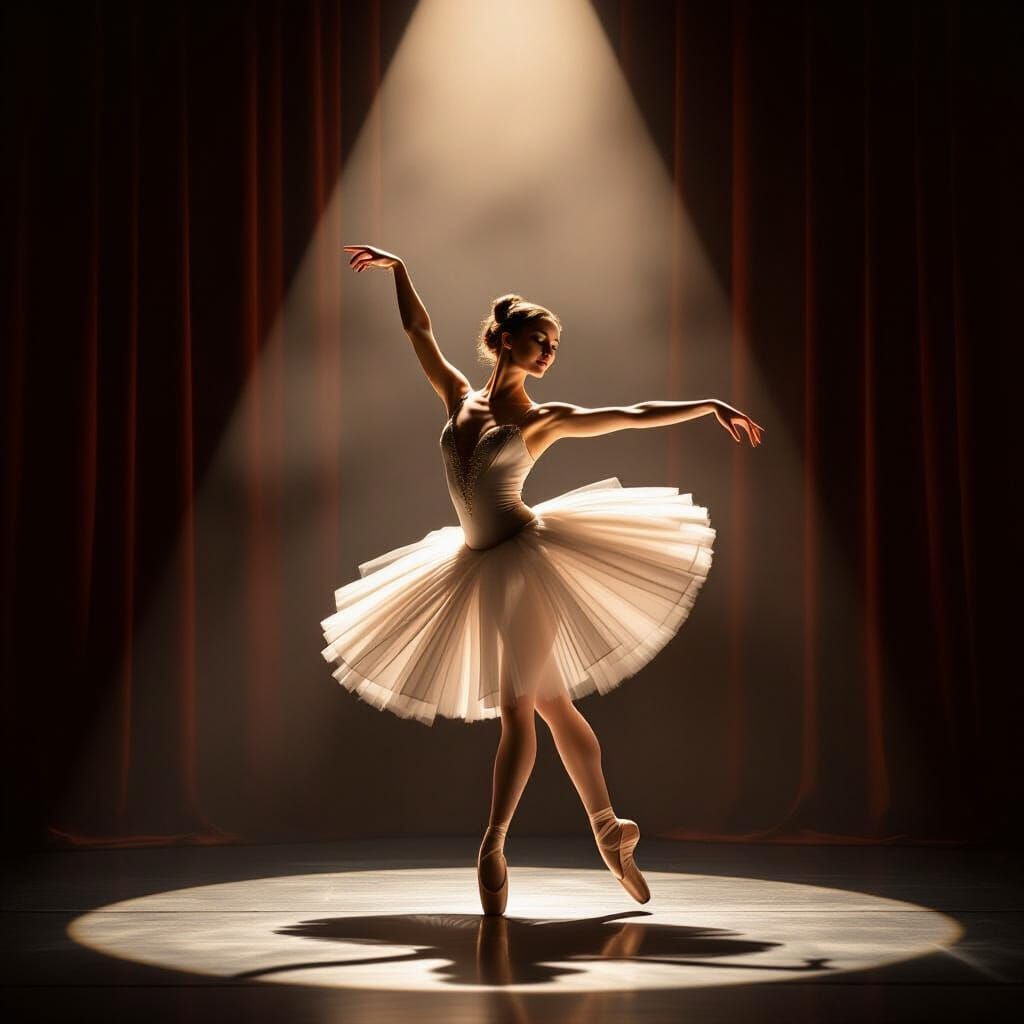 Ballet Dancer in Spotlight, Romantic Style