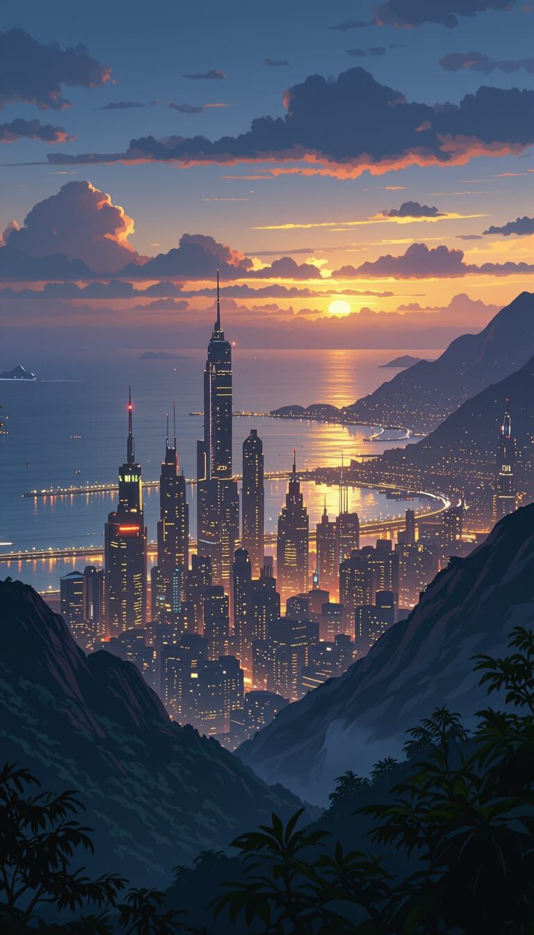 Cyberpunk City at Night: A Matte Painting