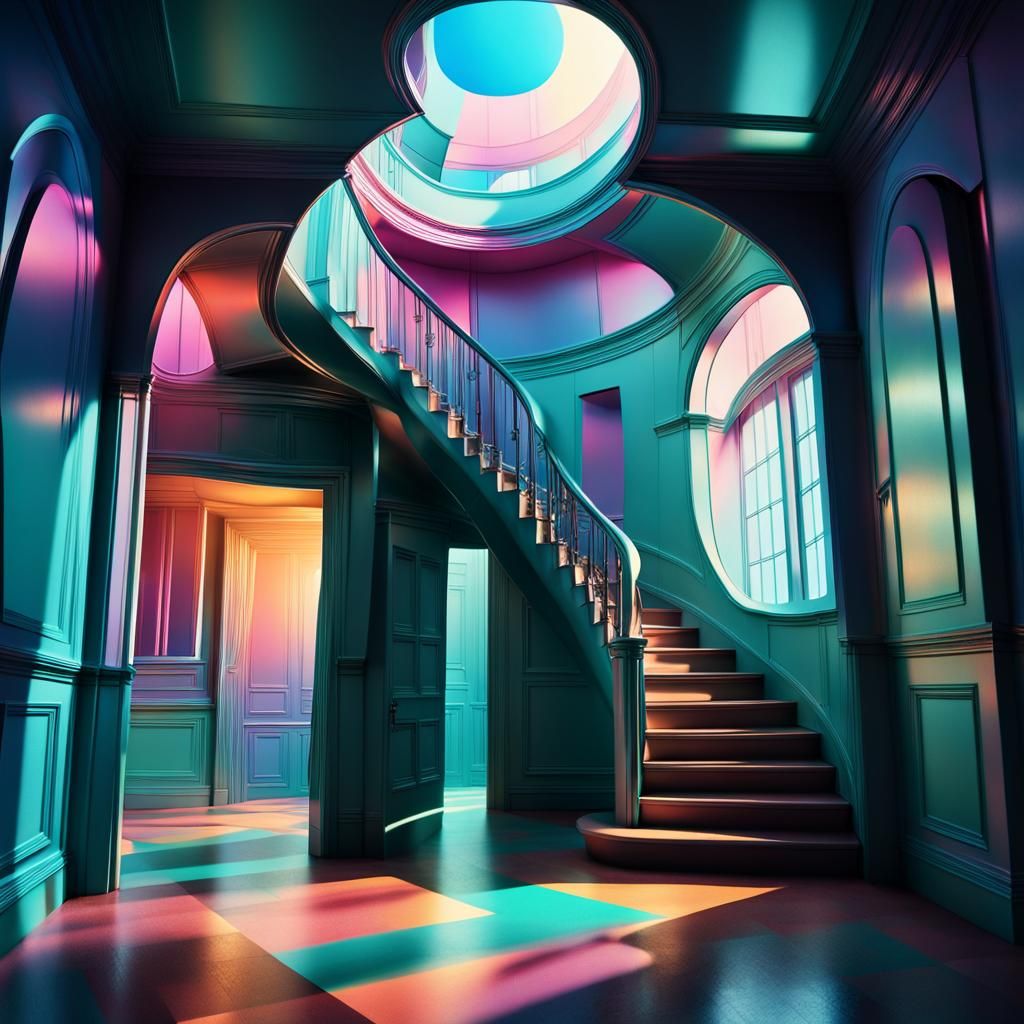 Surreal Distorted Room with Impossible Geometry