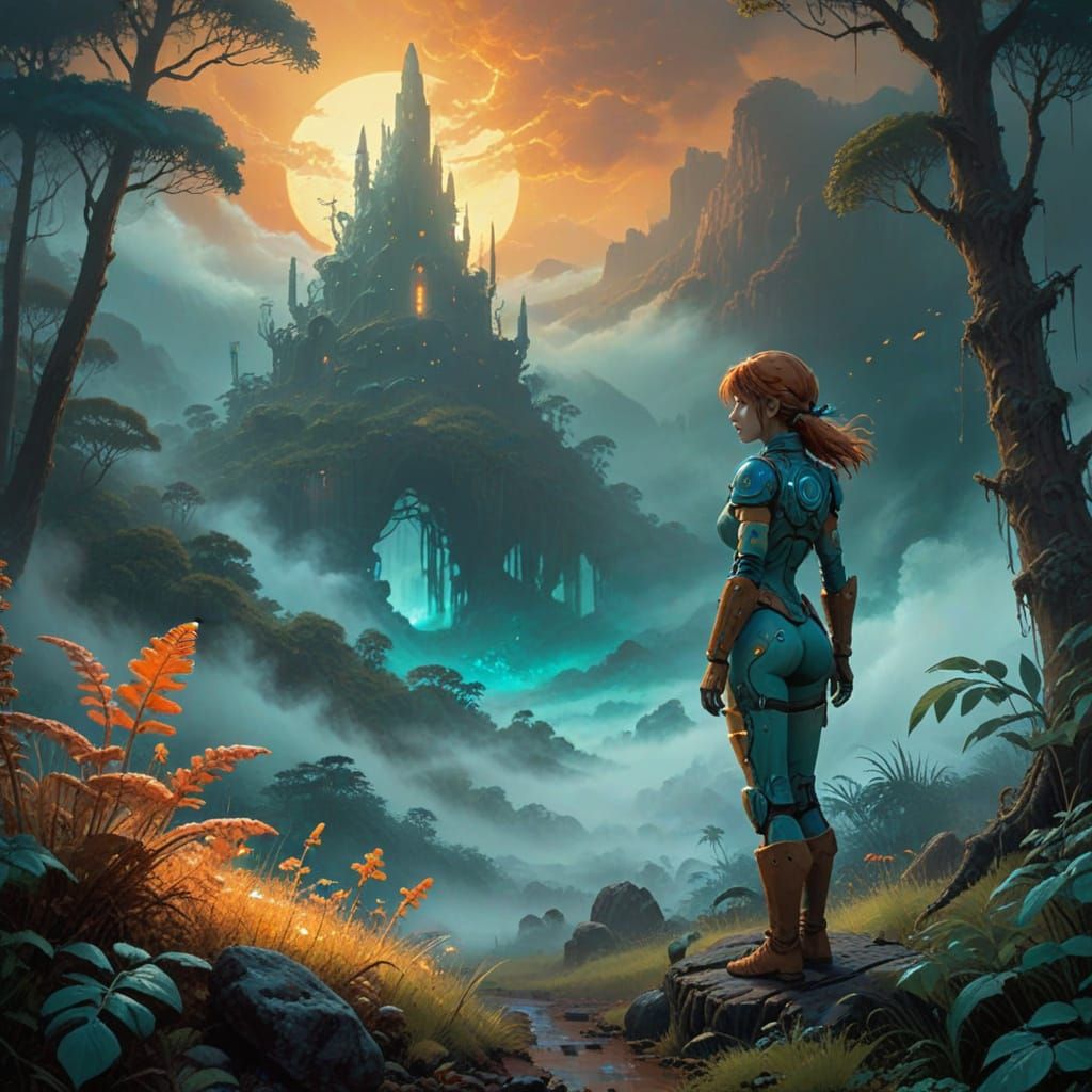 Nausicaä in a Dreamy Toxic Jungle Scene