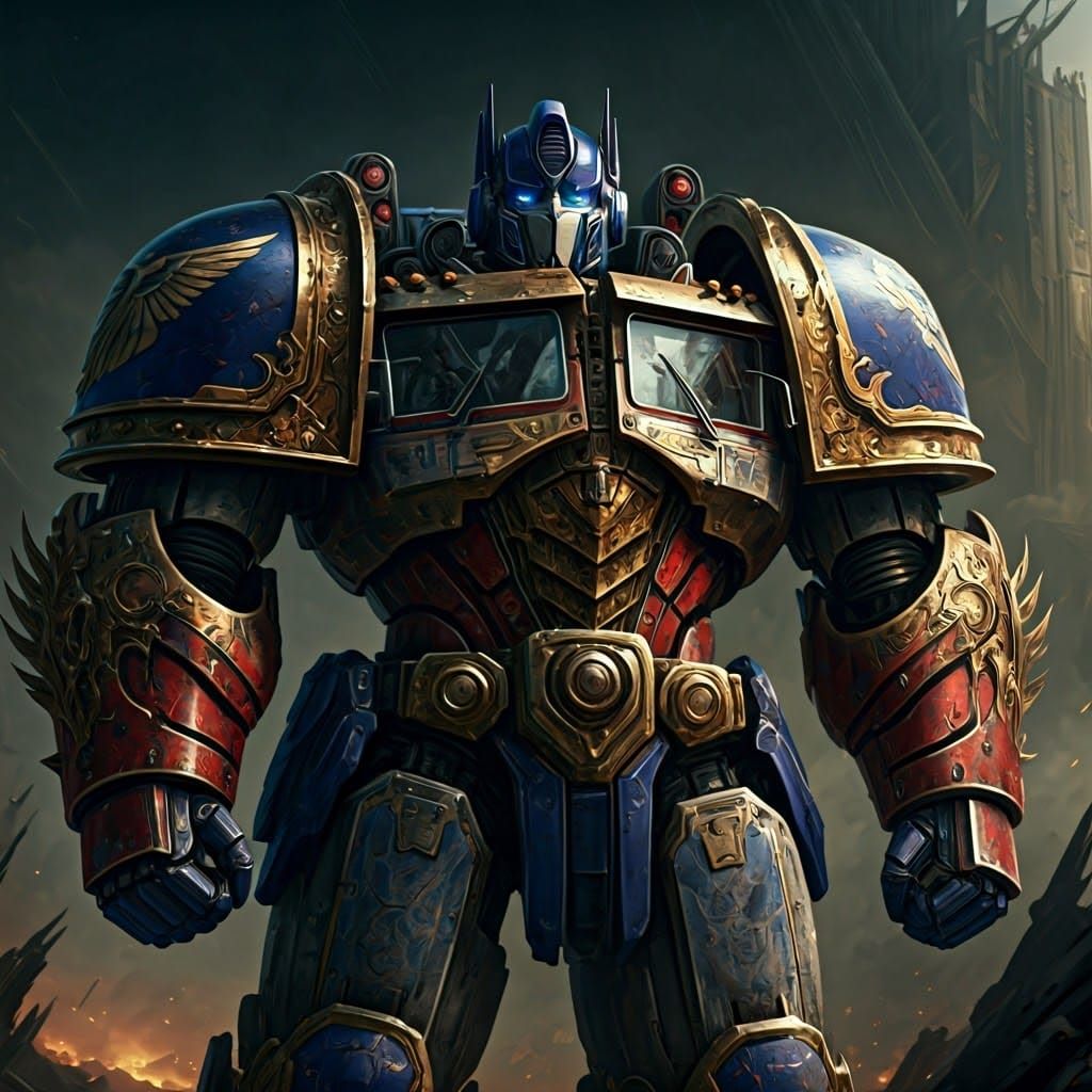 Ornate Robot in Grimdark Sci-Fi Landscape