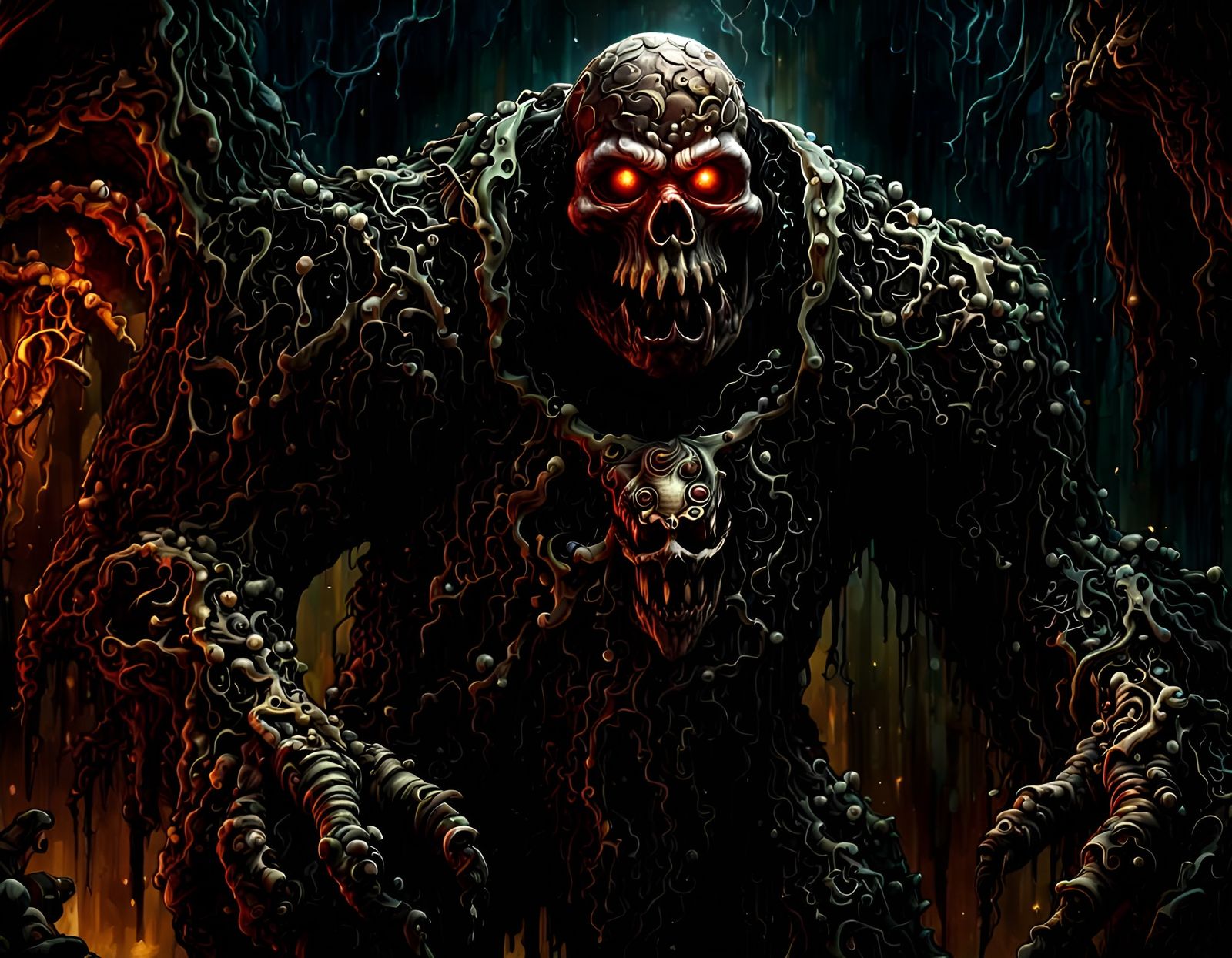 Detailed Golem in a Horrorcore Style