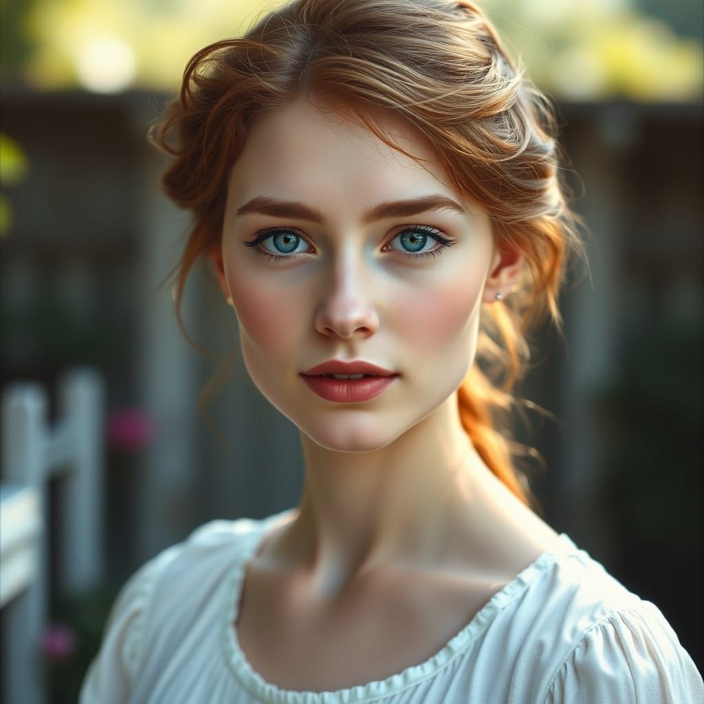 Renaissance Portrait of a Serene Woman in a Garden