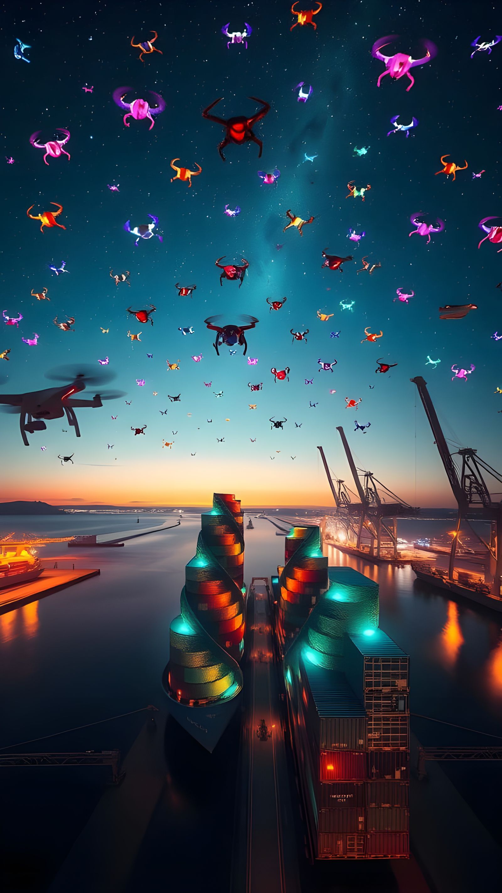 Cosmic Drones Dance in Low-Angle Hyper-Realism