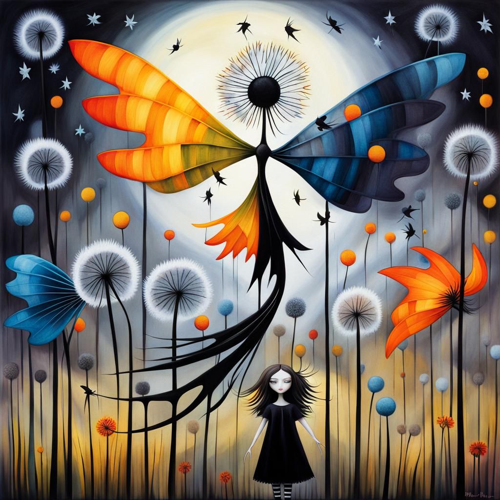 Fairies in Dandelion Dreamscape: Surrealist Art