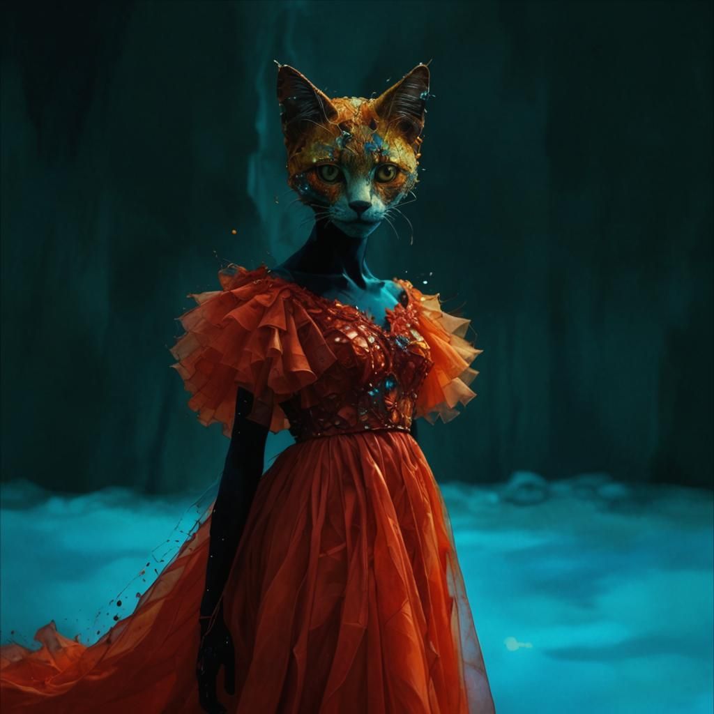 Stained Glass Art Brut Illustration with Liquid Ink