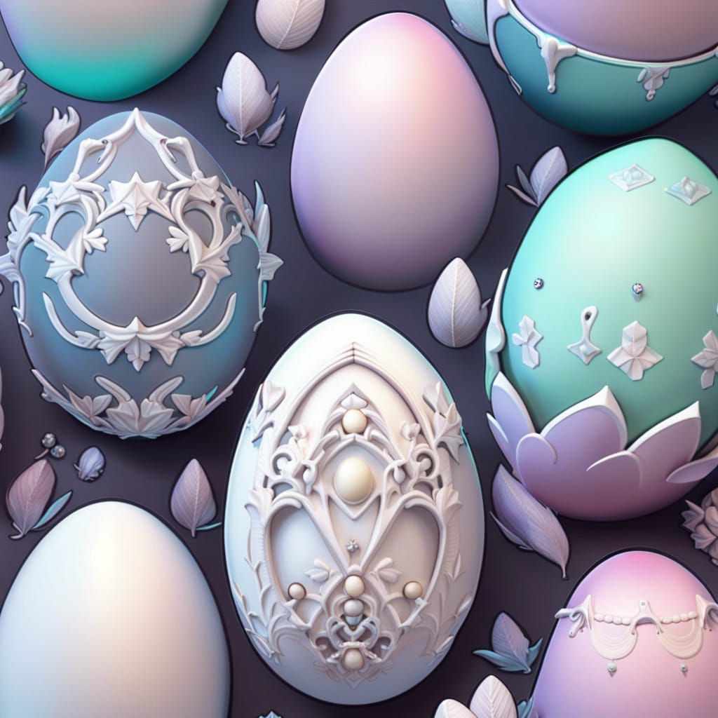 Whimsical Pastel Eggs with Gothic Embellishments