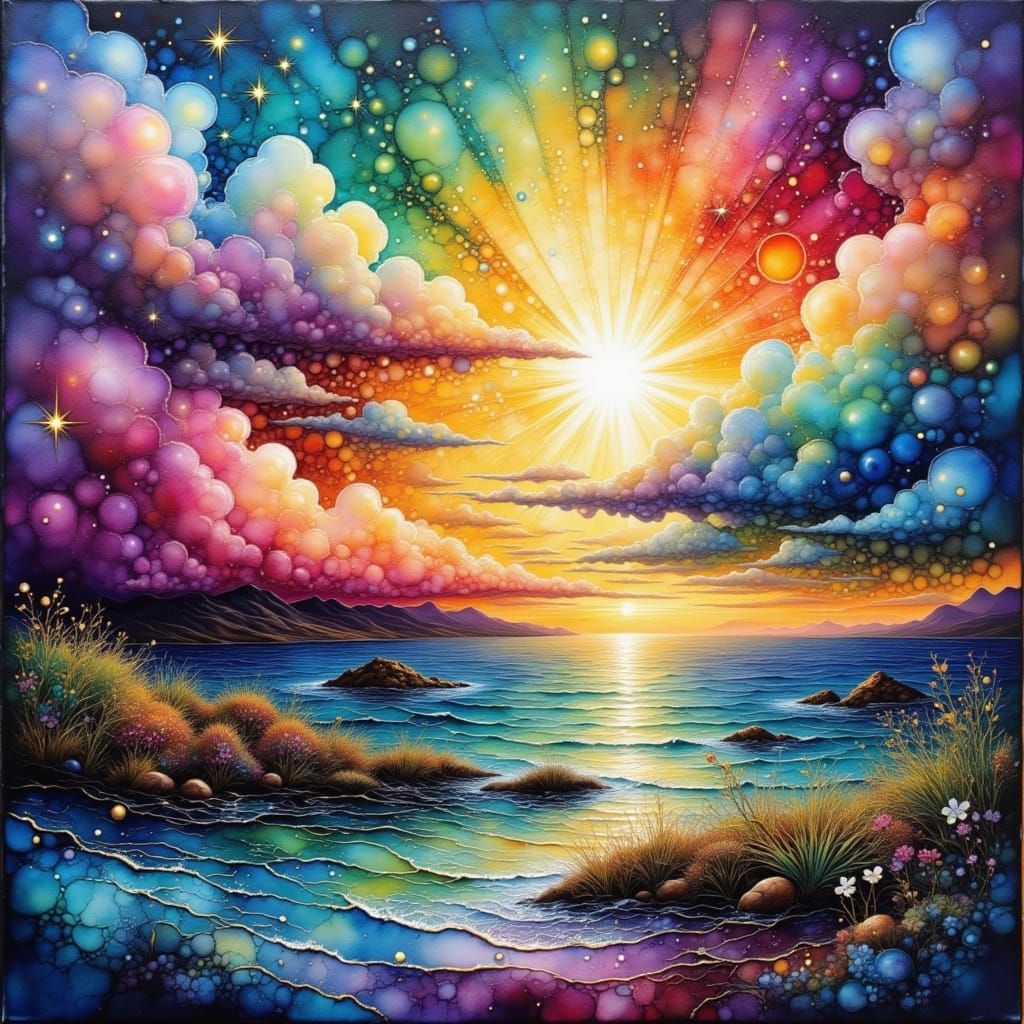 Textured Coastal Landscape in Impasto Oil Glaze