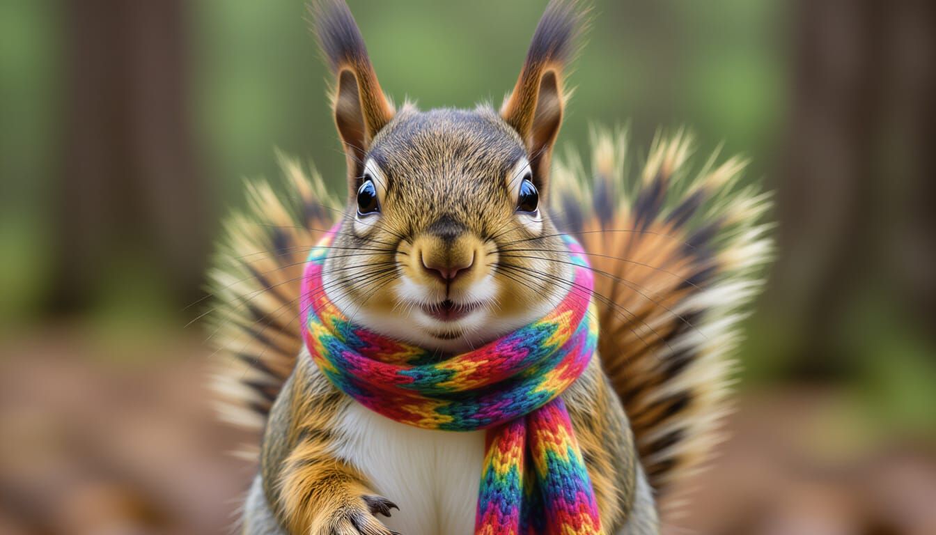 Playful Squirrel's Cheeky Mock in Whimsical Forest