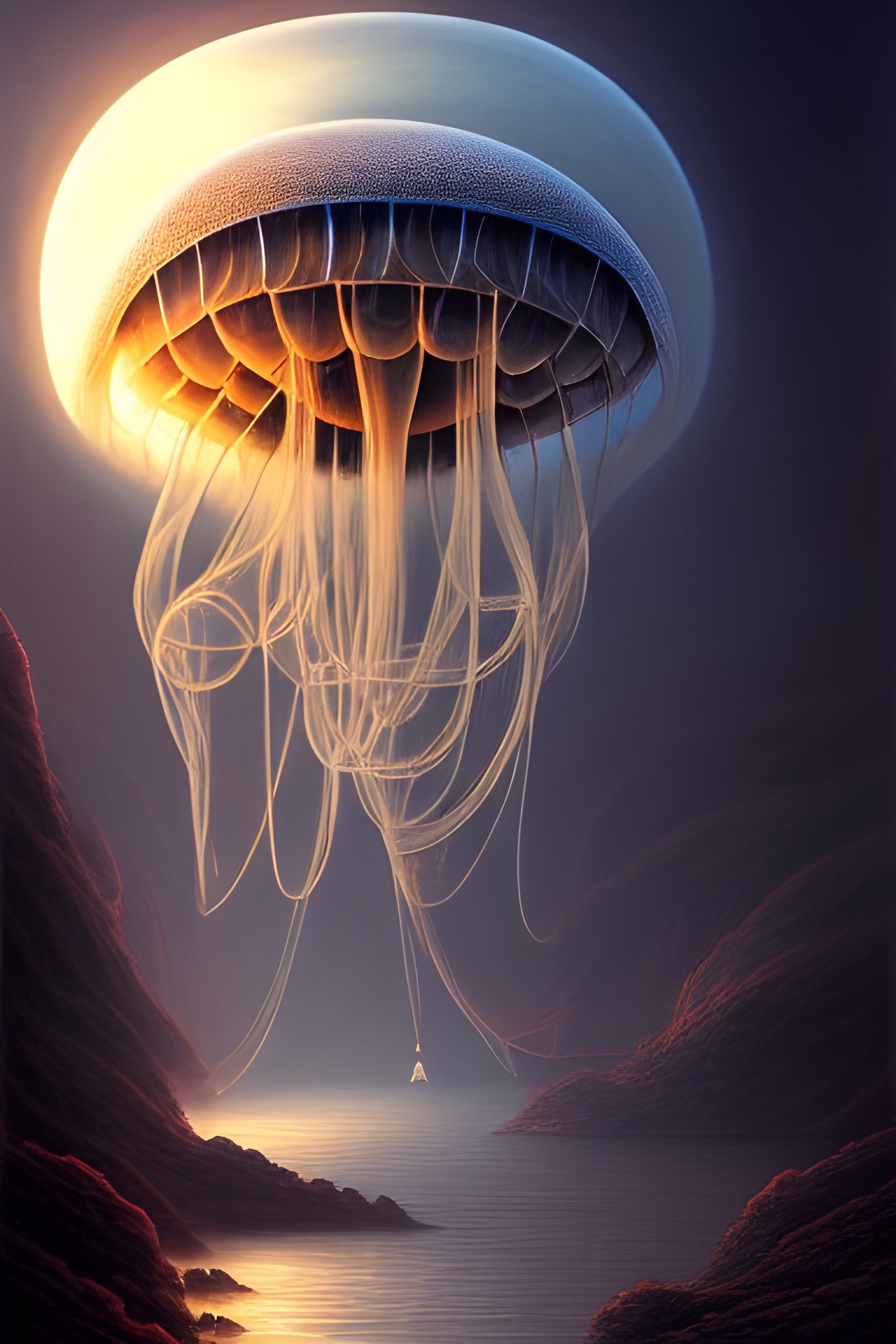 Gigantic Robotic Jellyfish Megastructure in HDR