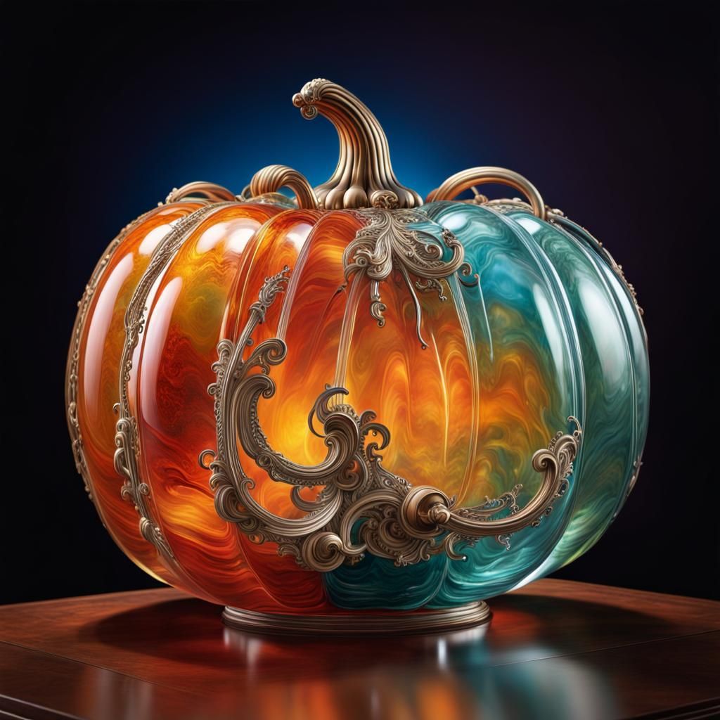 Mechanical Glass Pumpkin in Fabergé Style