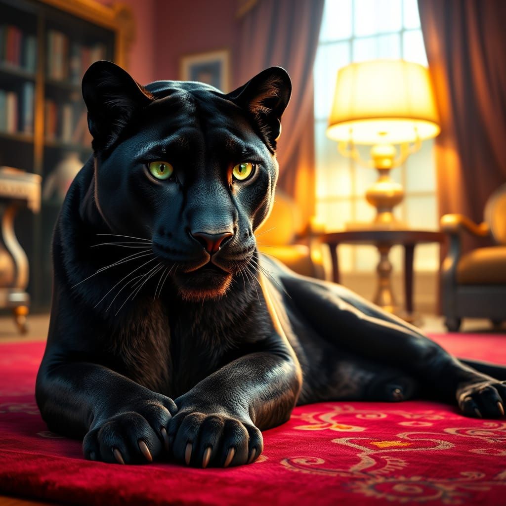 Regal Black Panther in Crimson Splendor