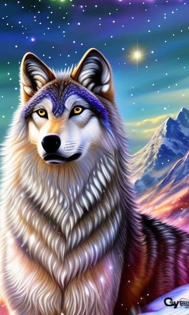 Wolf Queen Goddess in Hyperrealistic Digital Art