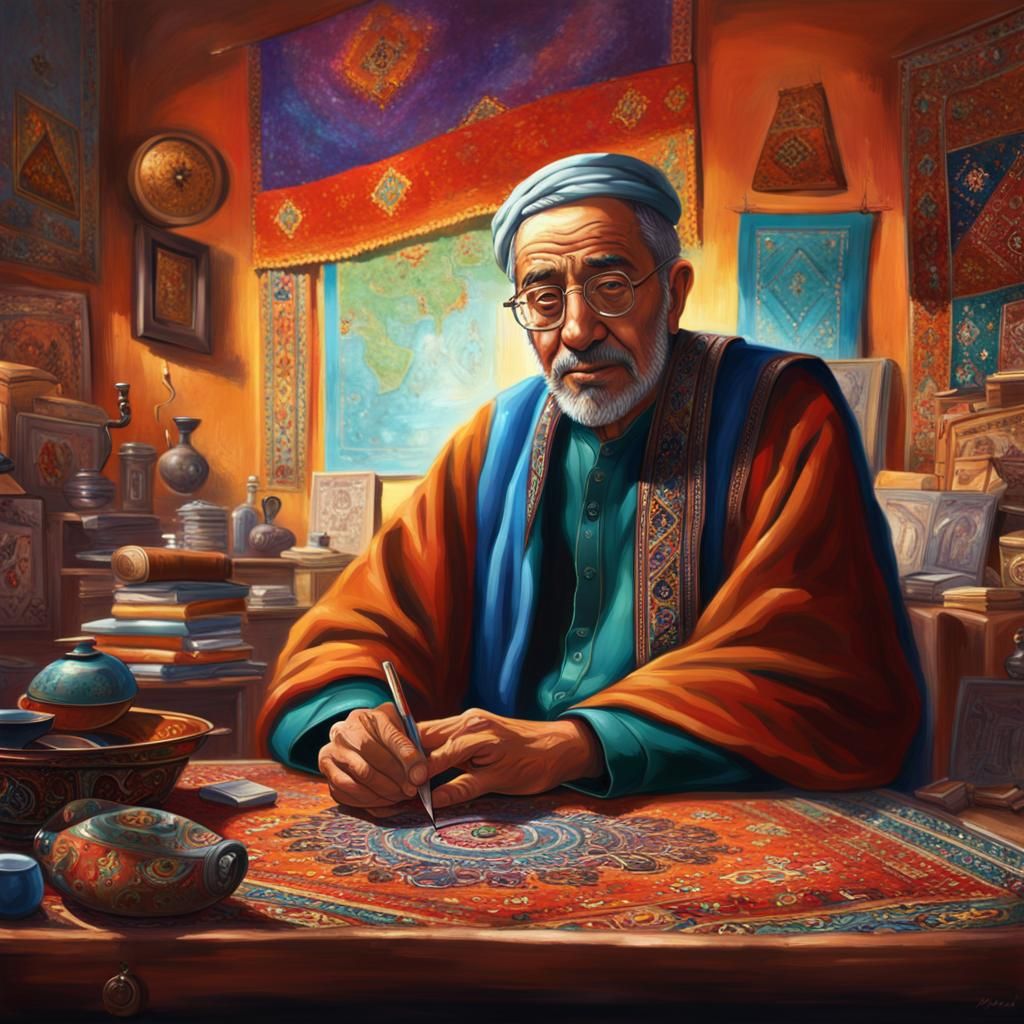 Futuristic Academic in Colorful Djellaba: Hyperrealistic Art