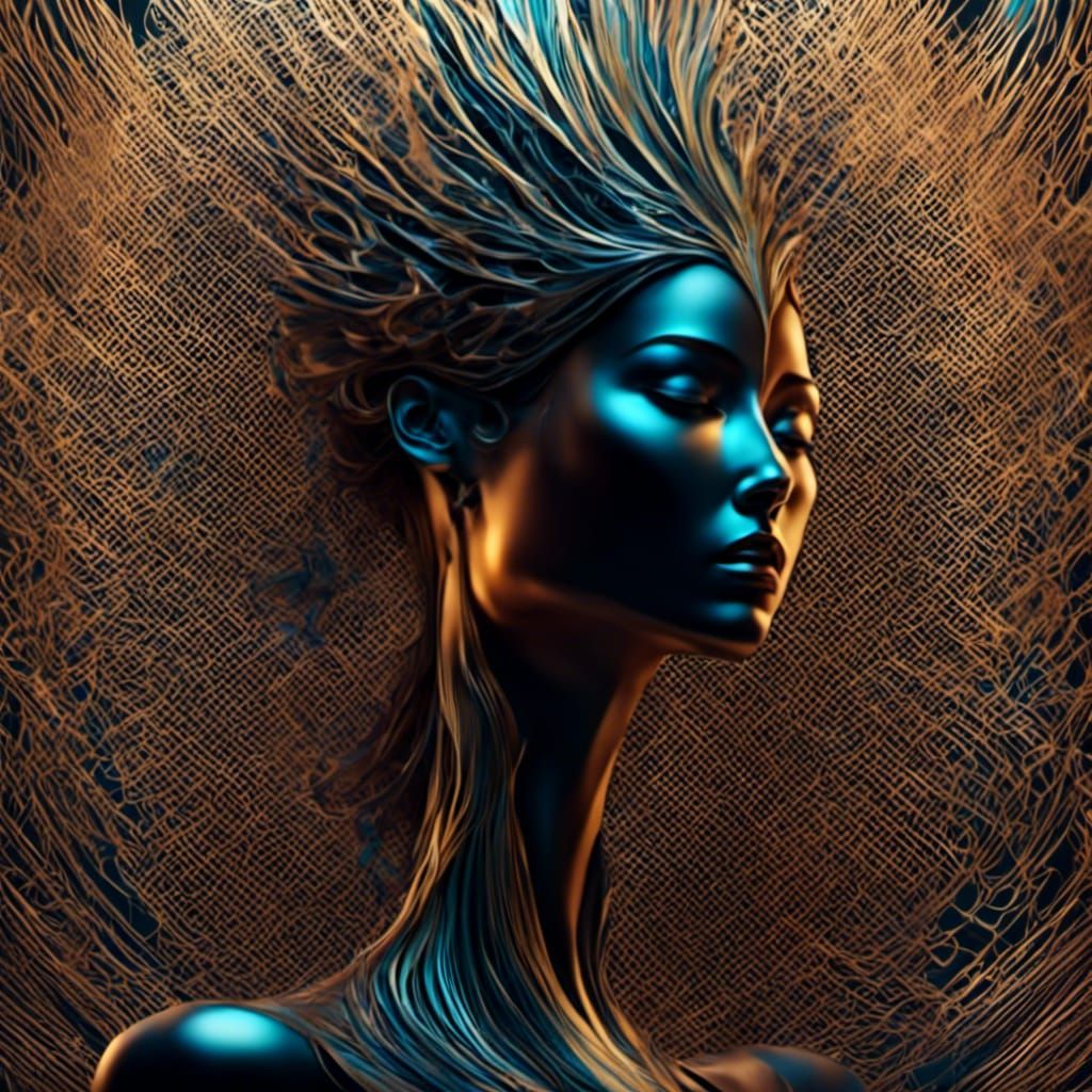 Meditating Woman with Astral Cosmic Background