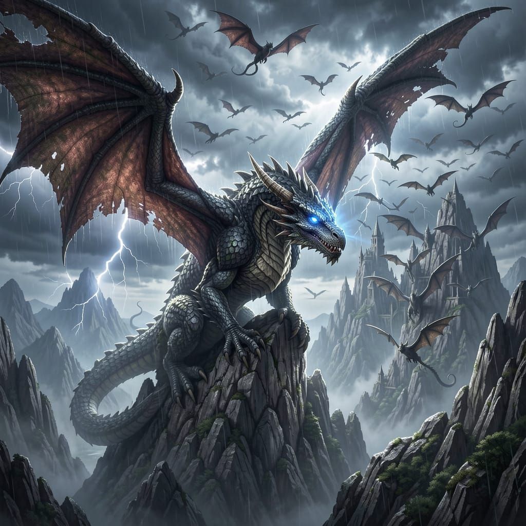 Ancient Dragon Kingdom in Epic Fantasy Landscape