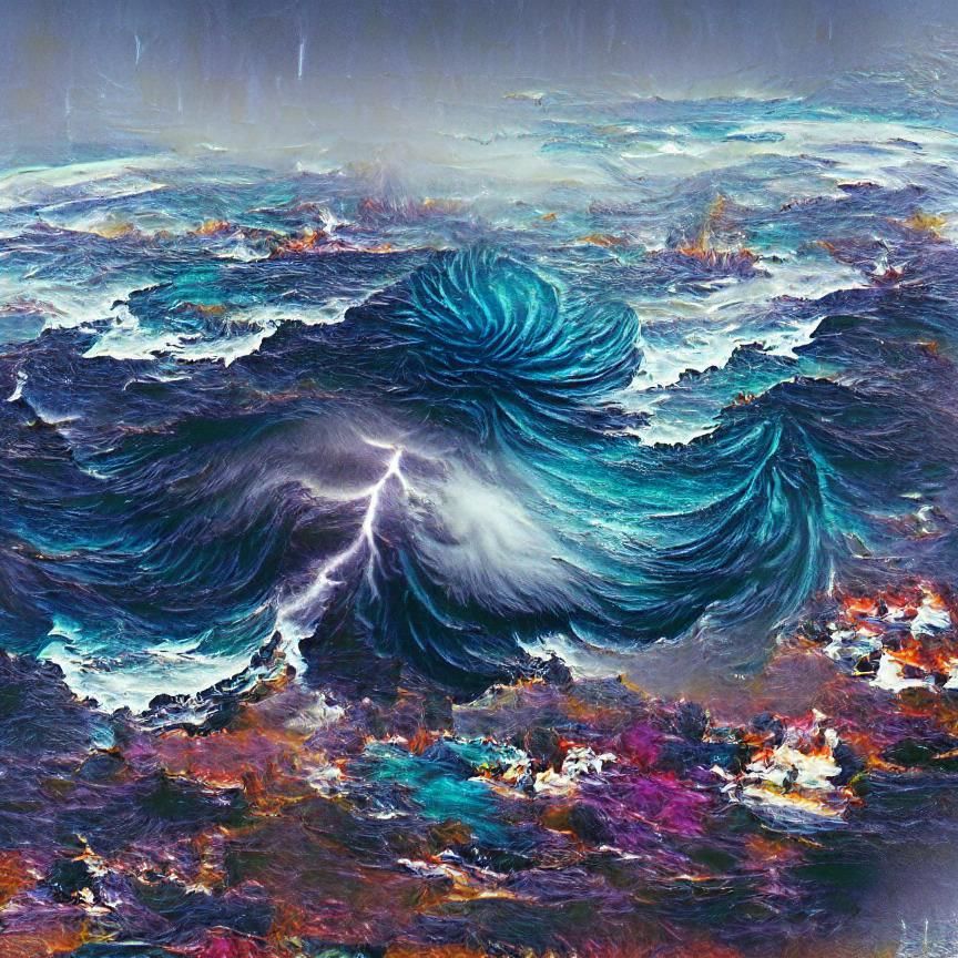 Dramatic Ocean Storm with Crashing Waves