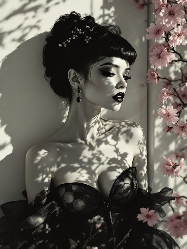 Geometric Pin-Up in Film Noir Style