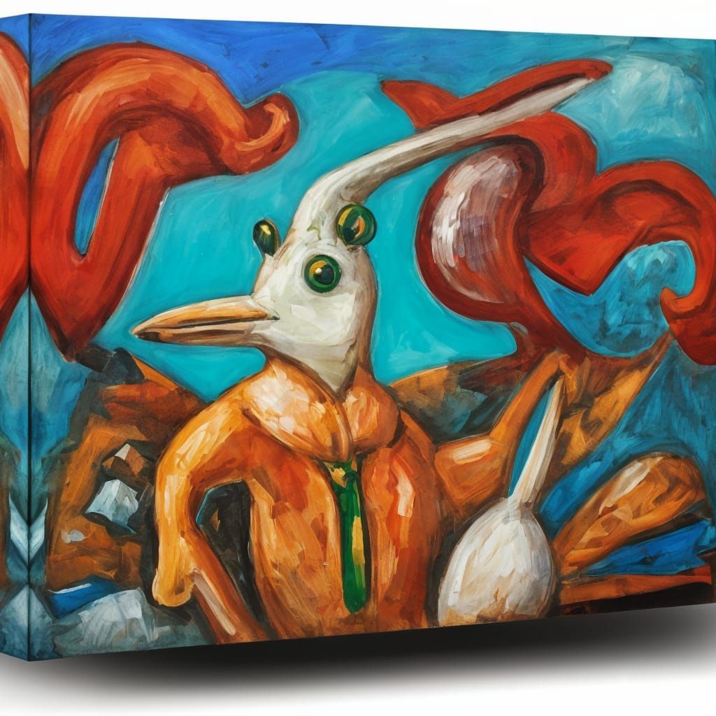 Surreal Rabbit Dinner: Expressionist Painting Style