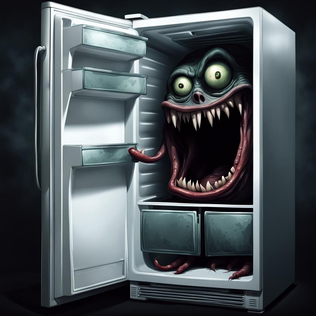 Chilling Dark Artwork of a Monstrous Refrigerator