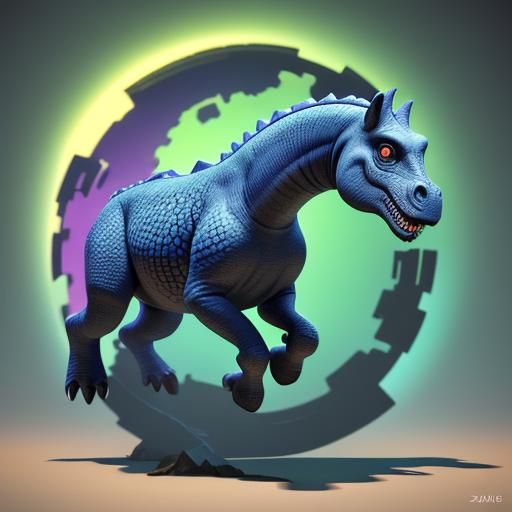 Adorable Dinosaur Baby Horse: Pixar-Style 3D Art
