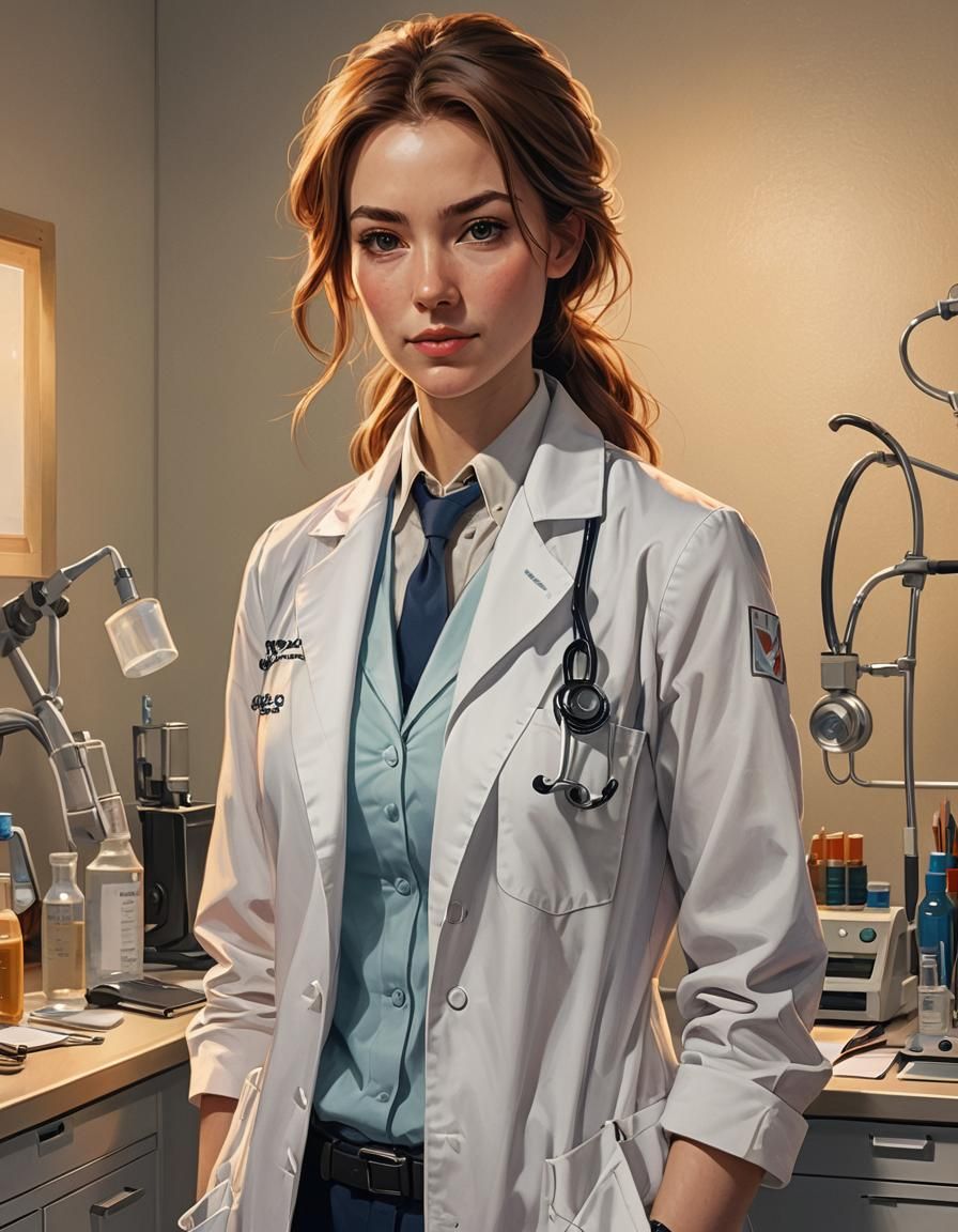 Young Doctor Portrait in 80s Anime Style