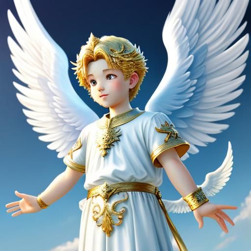 Hyperrealistic Angel Cherub with Celestial Aura