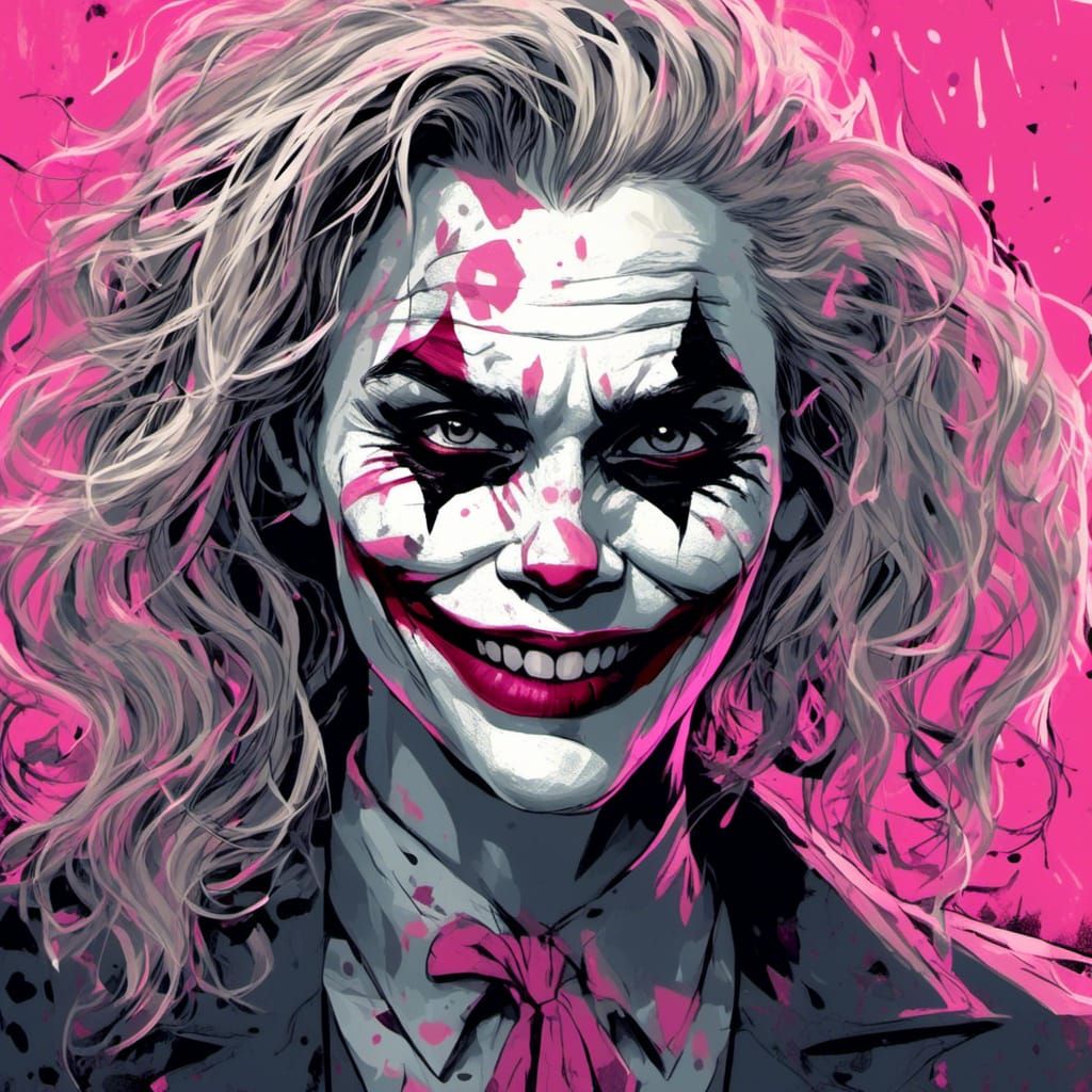 Joker Inspired Beauty with Blonde Hair and Pink Lips