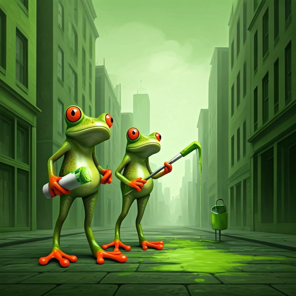 Frogs Paint the City Green as Artists