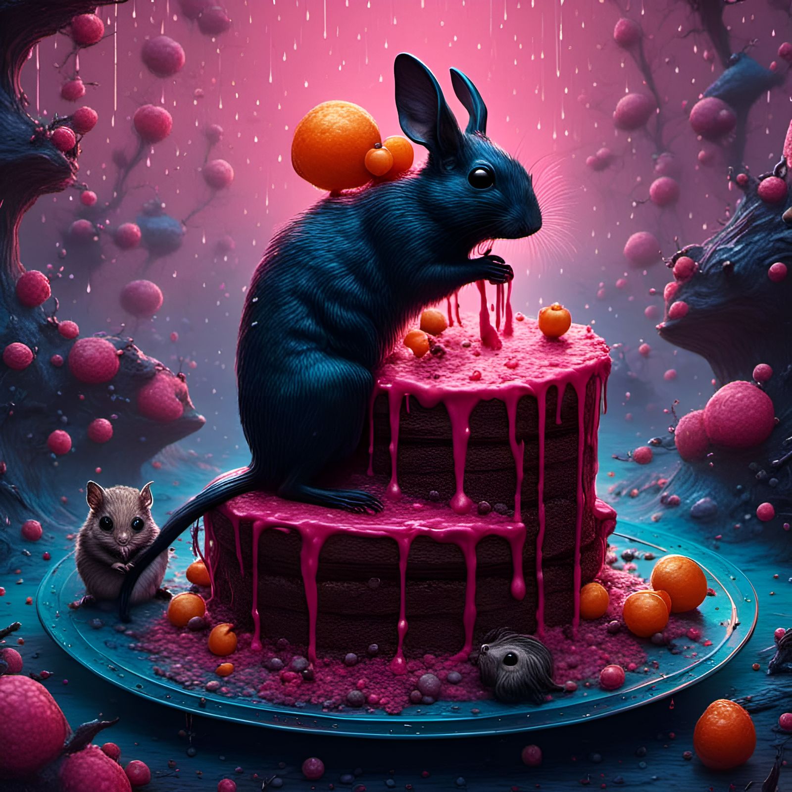 <lora:Omimimo:1.0> Rabbit Mouse Birthday Cake by My 🎂