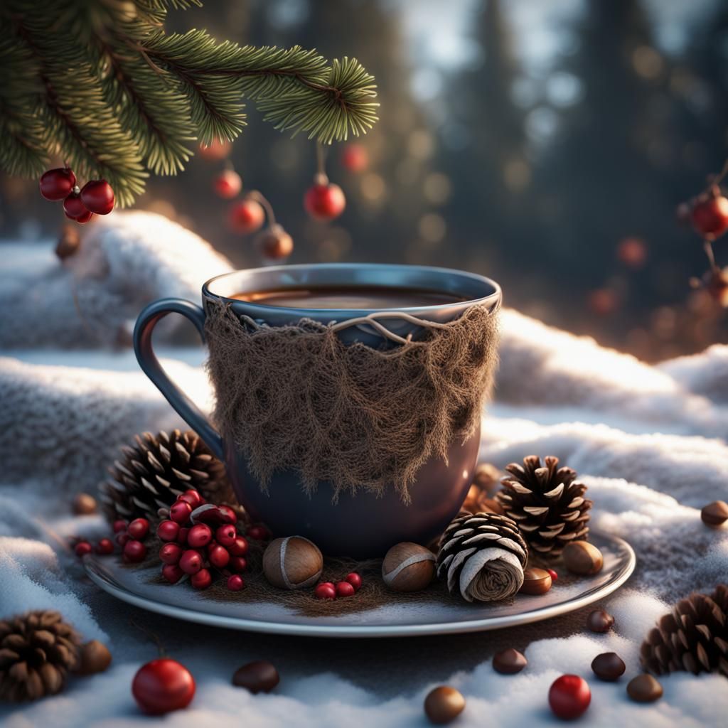 Winter Coffee Still Life: Fantastical Concept Art
