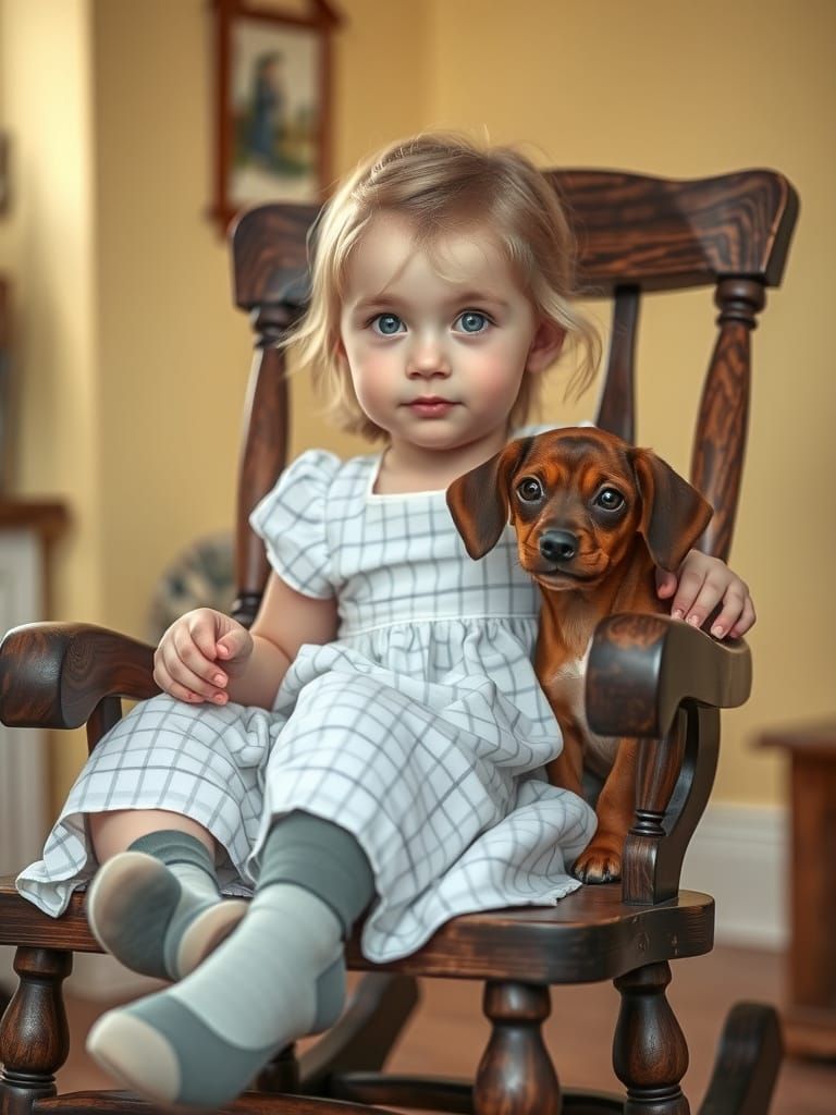 Girl and Dog in Cozy Vintage Photo