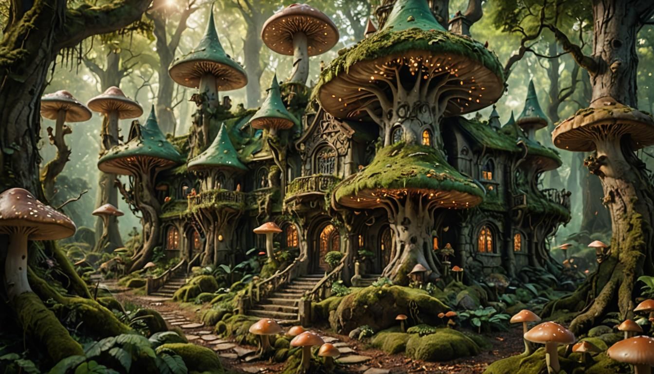 Ornate Elven Mansion in Mushroom Forest