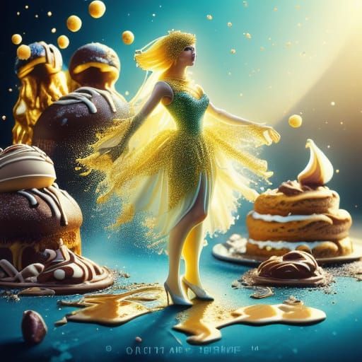 White Chocolate Woman in Vibrant Digital Art Style